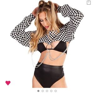 Ultra crop checkered sweatshirt